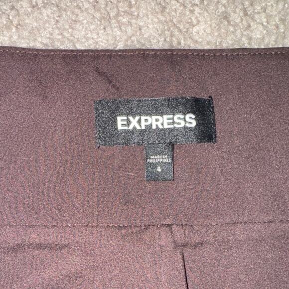 Express Brown Faux Leather Front Zip Mini Skirt Women's 4 - Picture 2 of 6